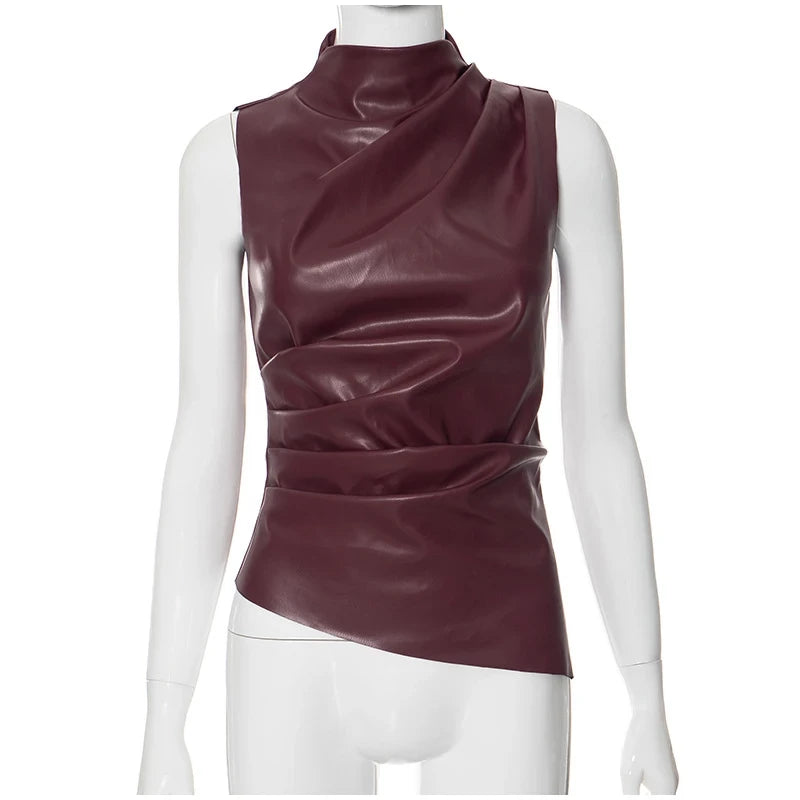 High Neck Leather Top - Videre