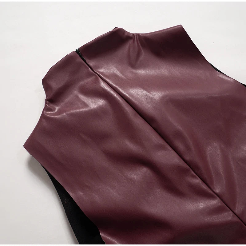 High Neck Leather Top - Videre