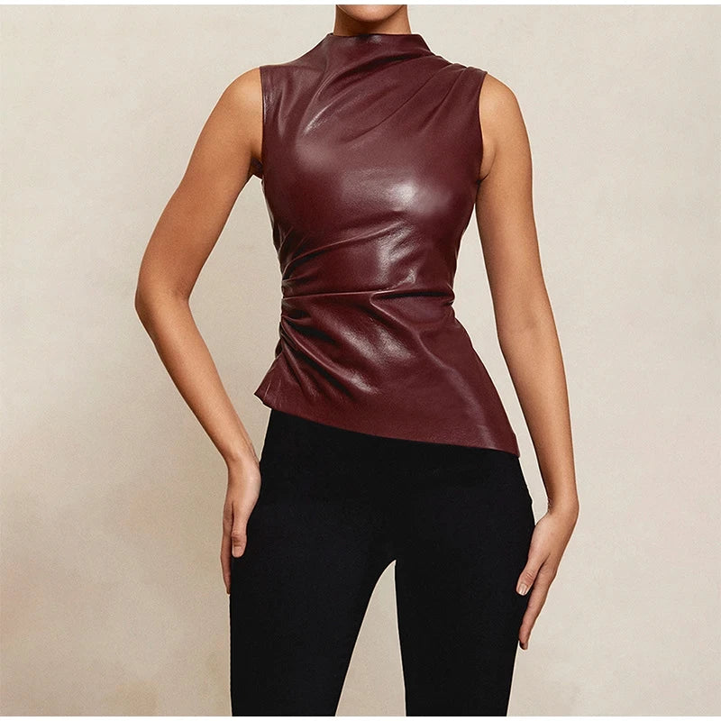 High Neck Leather Top - Videre