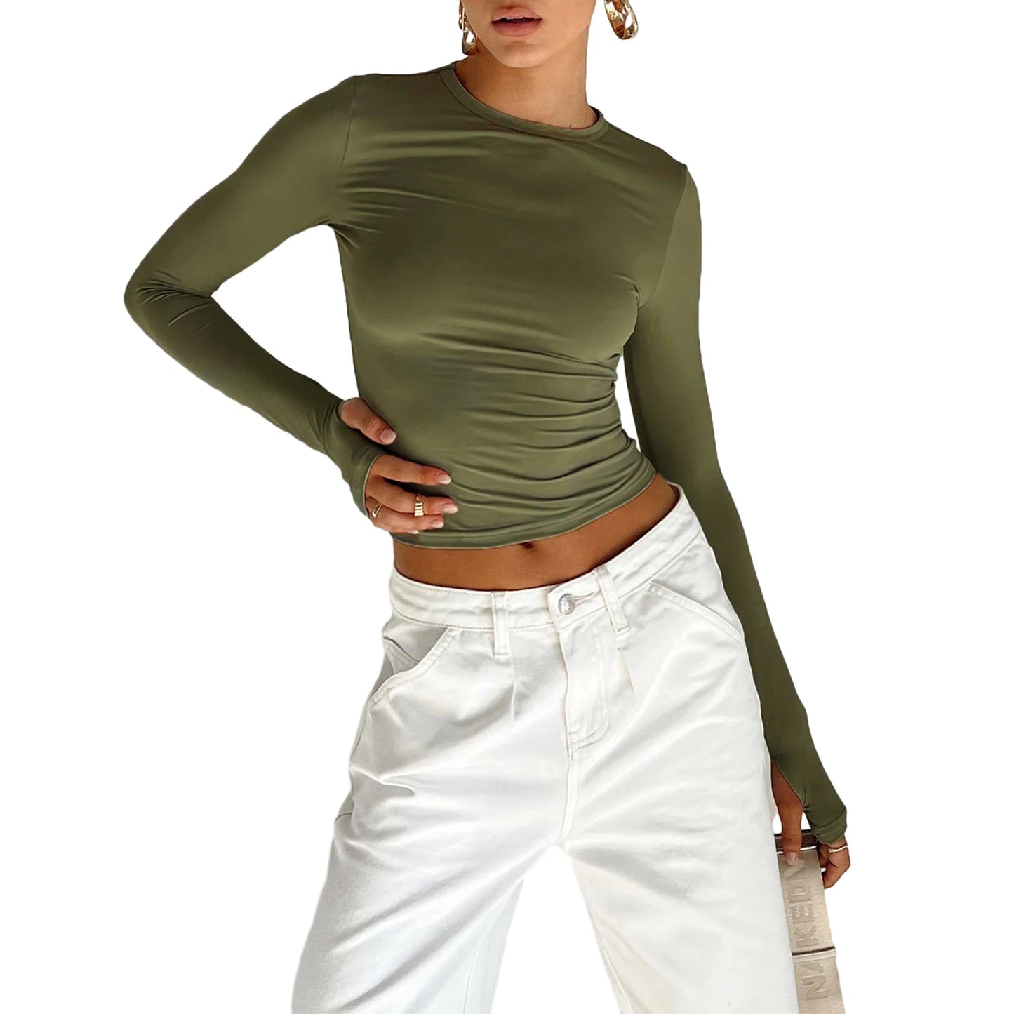 Crewneck Long Sleeve Cropped Top - Videre