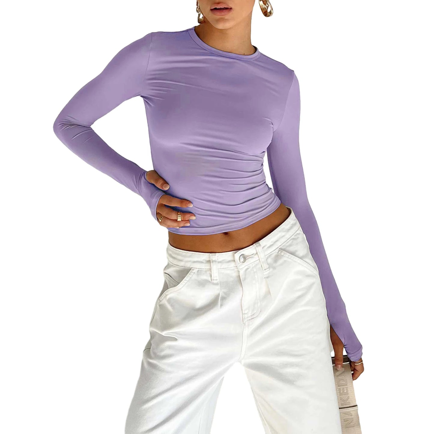 Crewneck Long Sleeve Cropped Top - Videre