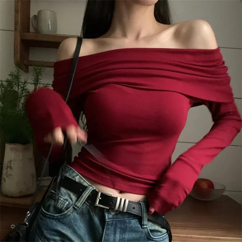 Red Off The Shoulder Tank - Videre